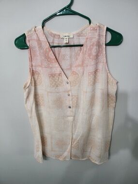 Women’s COMO BLU Sleeveless Button-Front Blouse Peach P/S  Like New